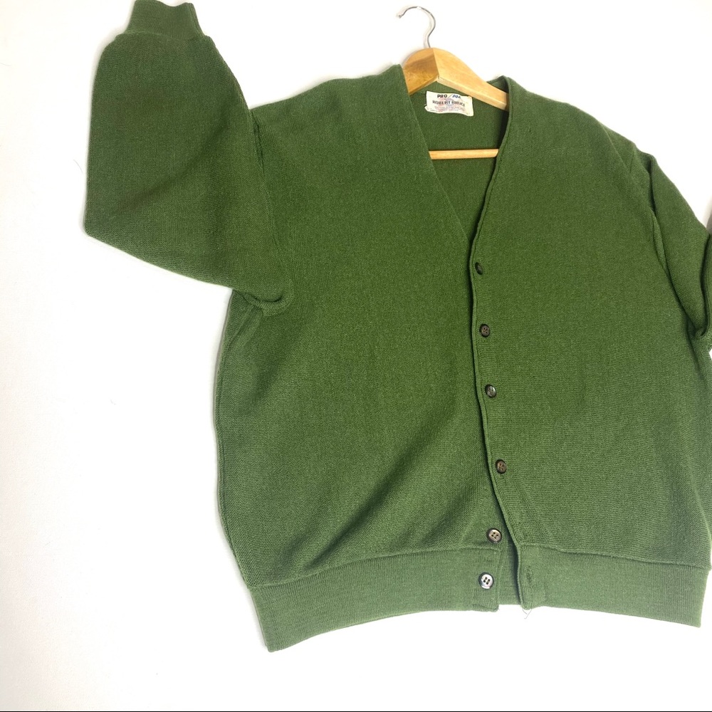 Mens Sz L Vtg Robert Bruce Green  Cardigan Sweater - Picture 2 of 7